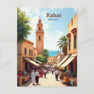 Rabat Marokko Vintage Reis Poster Briefkaart