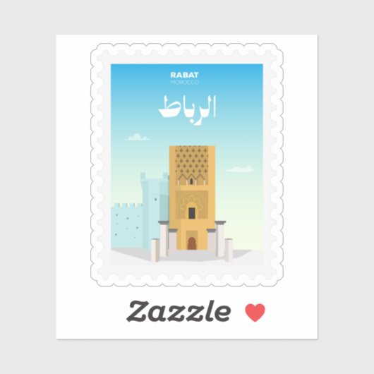 Rabat Morocco Postage Stamp Travel Sticker (Vel)