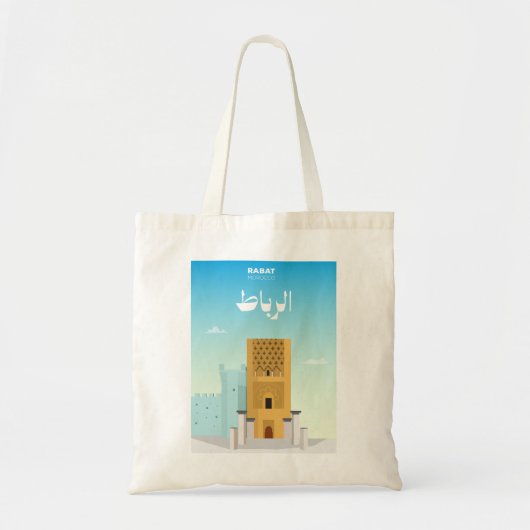 Rabat Stadsgezicht – Geïllustreerd Marokko Tote Bag (Voorkant)