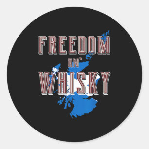 Rabbie Burns Quote Vrijheid Whisky Schotse kleuren Ronde Sticker