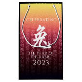 Rabbit 兔 Red Gold Chinese Zodiac Lunar Symbol Klein Cadeauzakje (Achterkant)