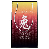 Rabbit 兔 Red Gold Chinese Zodiac Lunar Symbol Klein Cadeauzakje (Voorkant)
