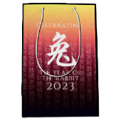 Rabbit 兔 Red Gold Chinese Zodiac Lunar Symbol Medium Cadeauzakje (Voorkant)