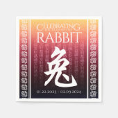 Rabbit 兔 Red Gold Chinese Zodiac Lunar Symbol Servet (Voorkant)