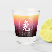 Rabbit 兔 Red Gold Chinese Zodiac Lunar Symbol Shot Glas (Voorkant)