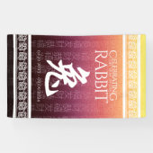 Rabbit 兔 Red Gold Chinese Zodiac Lunar Symbol Spandoek (Horizontaal)