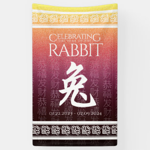 Rabbit 兔 Red Gold Chinese Zodiac Lunar Symbol Spandoek