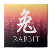 Rabbit 兔 Red Gold Chinese Zodiac Lunar Symbol Tegeltje (Voorkant)