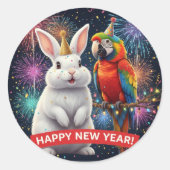 Rabbit and Parrot New Year Sticker (Voorkant)
