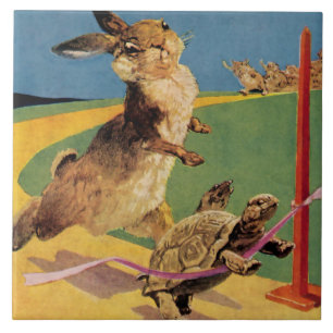 "Rabbit and the Hare" van Harry Rountree Tegeltje