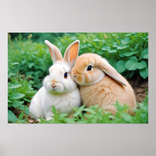 Rabbit Animal Natuur Wildlife Affection Caring Poster (Voorkant)