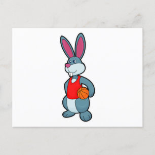 Rabbit as Basketball player with Basketball Briefkaart