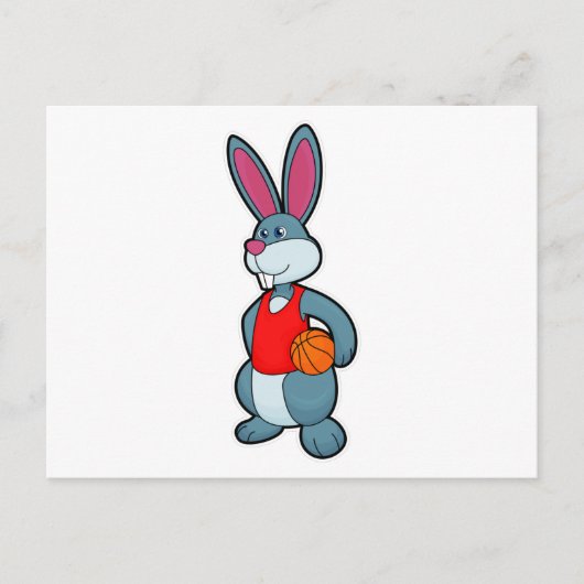 Rabbit as Basketball player with Basketball Briefkaart (Voorkant)
