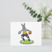 Rabbit as Basketball player with Basketball Briefkaart (Staand voorkant)