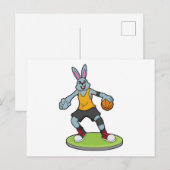 Rabbit as Basketball player with Basketball Briefkaart (Voorkant / Achterkant)