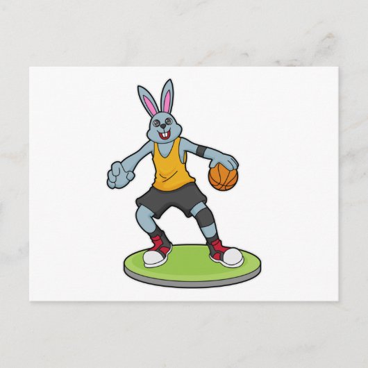 Rabbit as Basketball player with Basketball Briefkaart (Voorkant)