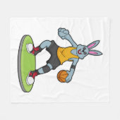 Rabbit as Basketball player with Basketball Fleece Deken (Voorkant (Horizontaal))