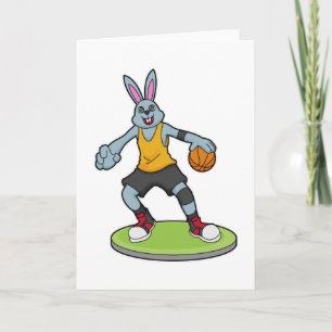 Rabbit as Basketball player with Basketball Kaart