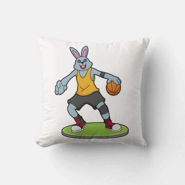 Rabbit as Basketball player with Basketball Kussen (Voorkant)
