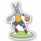 Rabbit as Basketball player with Basketball Sticker (Voorkant)