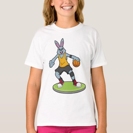 Rabbit as Basketball player with Basketball T-shirt (Voorkant)