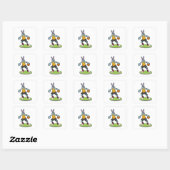 Rabbit as Basketball player with Basketball Vierkante Sticker (Vel)