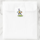 Rabbit as Basketball player with Basketball Vierkante Sticker (Tas)