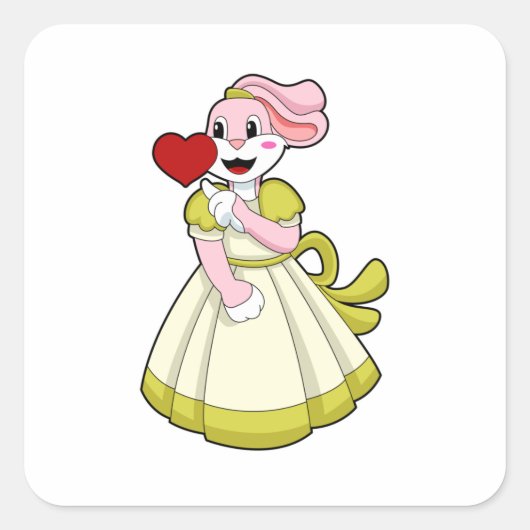 Rabbit as Bride with Wedding dress.PNG Vierkante Sticker (Voorkant)