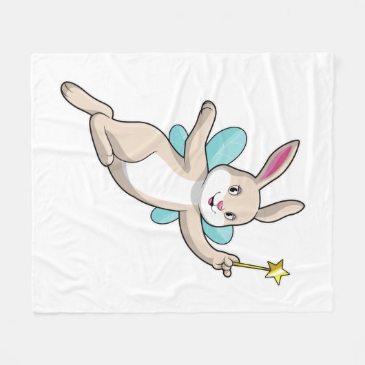 Rabbit as Fairy with Magic wand Fleece Deken (Voorkant (Horizontaal))
