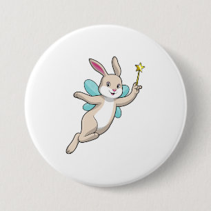 Rabbit as Fairy with Magic wand Ronde Button 7,6 Cm