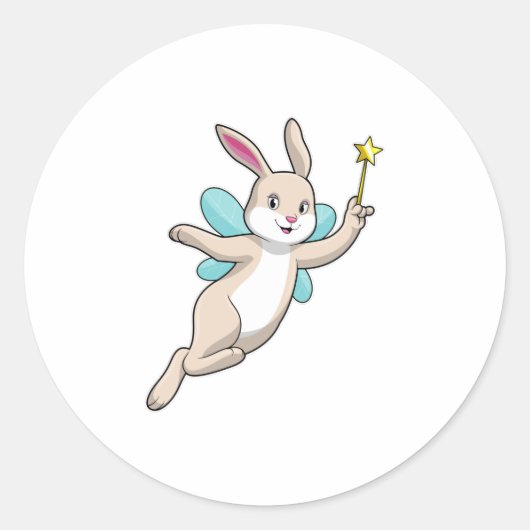 Rabbit as Fairy with Magic wand Ronde Sticker (Voorkant)