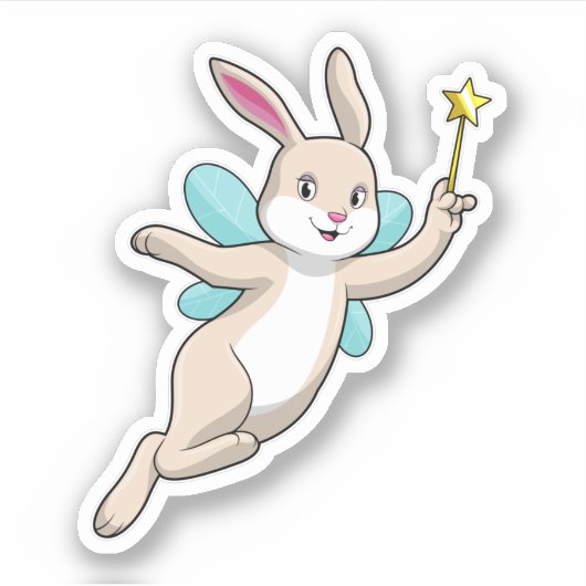 Rabbit as Fairy with Magic wand Sticker (Voorkant)