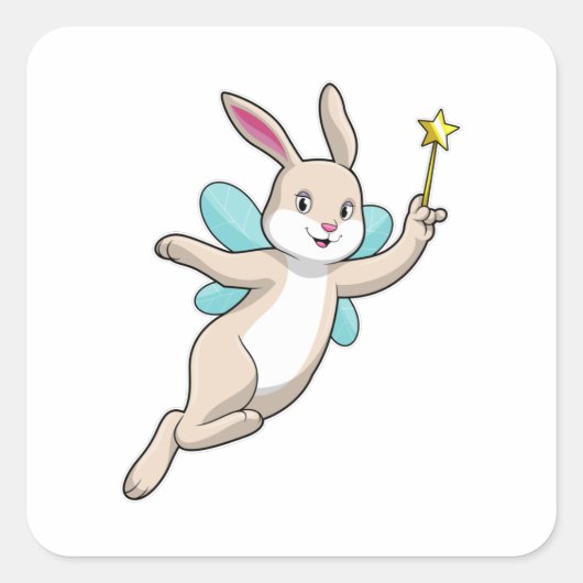 Rabbit as Fairy with Magic wand Vierkante Sticker (Voorkant)