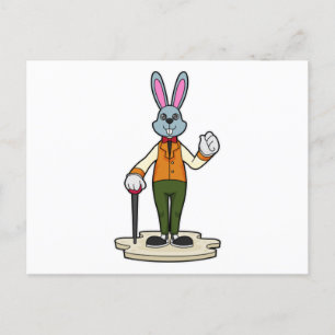 Rabbit as Gentleman with Cane Briefkaart
