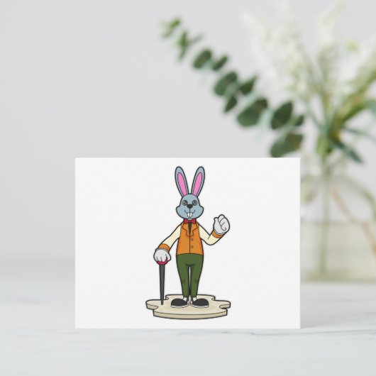Rabbit as Gentleman with Cane Briefkaart (Staand voorkant)