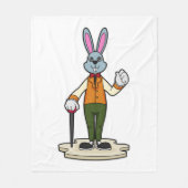 Rabbit as Gentleman with Cane Fleece Deken (Voorkant)