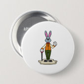 Rabbit as Gentleman with Cane Ronde Button 7,6 Cm (Voorkant /achterkant)