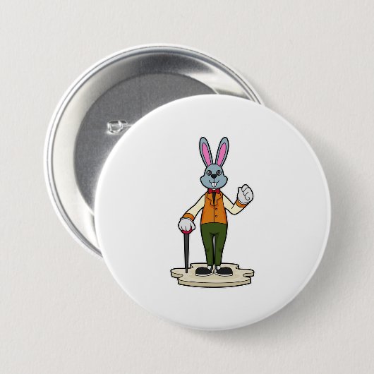 Rabbit as Gentleman with Cane Ronde Button 7,6 Cm (Voorkant /achterkant)