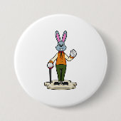 Rabbit as Gentleman with Cane Ronde Button 7,6 Cm (Voorkant)