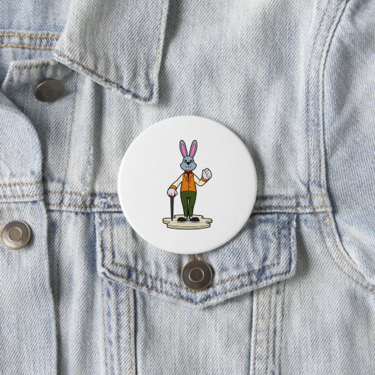 Rabbit as Gentleman with Cane Ronde Button 7,6 Cm (In situ)