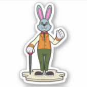 Rabbit as Gentleman with Cane Sticker (Voorkant)