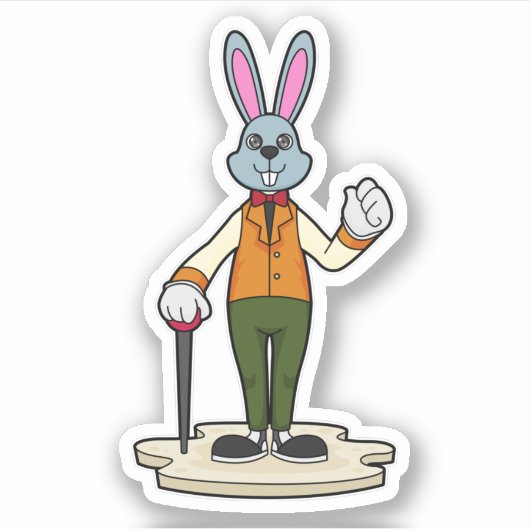 Rabbit as Gentleman with Cane Sticker (Voorkant)