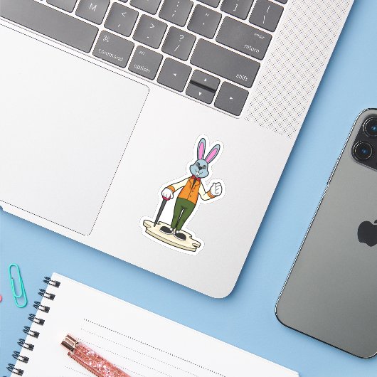 Rabbit as Gentleman with Cane Sticker (Laptop met iPhone)