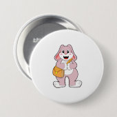 Rabbit as Hiker with Bag Ronde Button 7,6 Cm (Voorkant /achterkant)