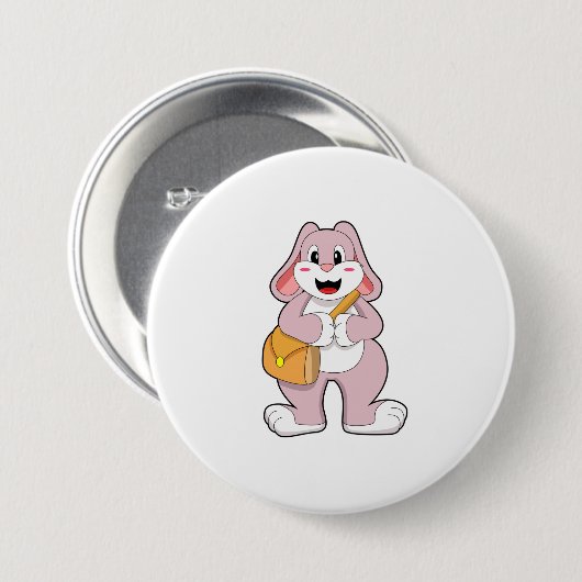 Rabbit as Hiker with Bag Ronde Button 7,6 Cm (Voorkant /achterkant)