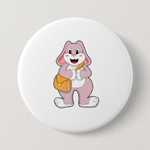 Rabbit as Hiker with Bag Ronde Button 7,6 Cm