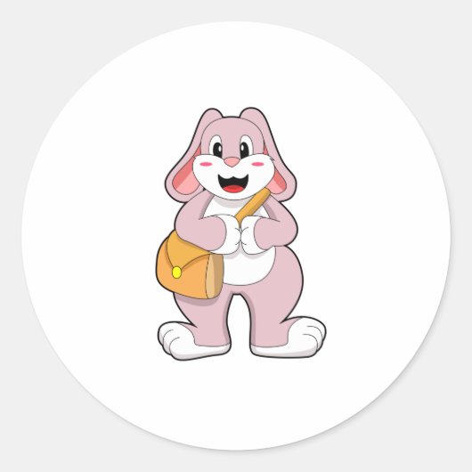 Rabbit as Hiker with Bag Ronde Sticker (Voorkant)