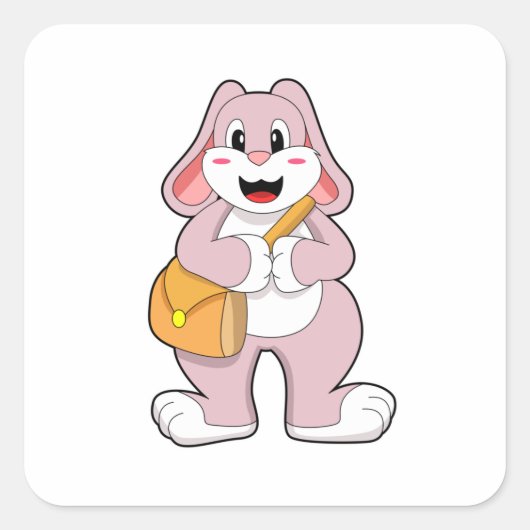 Rabbit as Hiker with Bag Vierkante Sticker (Voorkant)