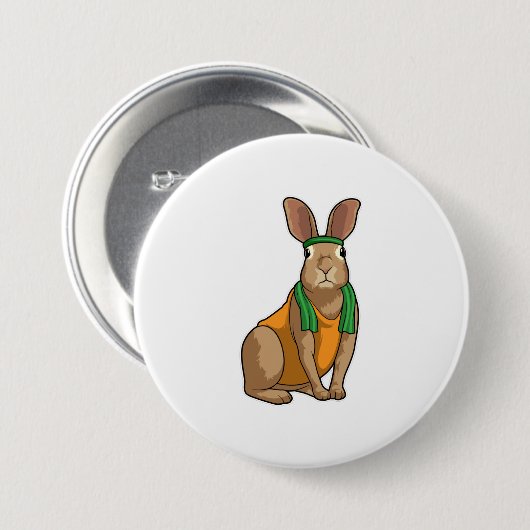Rabbit as Runner with Towel Ronde Button 7,6 Cm (Voorkant /achterkant)