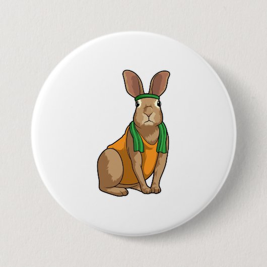 Rabbit as Runner with Towel Ronde Button 7,6 Cm (Voorkant)